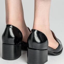 Levency Side Cut Chunky Heel Pumps