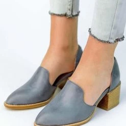 Levency Side Cut Chunky Heel Pumps