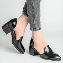 Levency Side Cut Chunky Heel Pumps