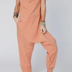 Levency V Neck Solid Sleeveless Pocket Jumpsuit