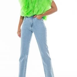 Levency New In Ruffled Feathers Sleeveless Tulle Top