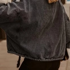 Levency Detachable Fuzzy Faux Fur Collar Denim Coat New In 66 Levency Detachable Fuzzy Faux Fur Collar Denim Coat New In