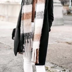 Levency New In Tassels Color Block Scarf