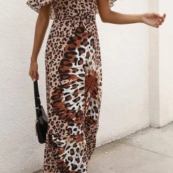 Levency Ruffle Floral Off Shoulder Belted Maxi Dress