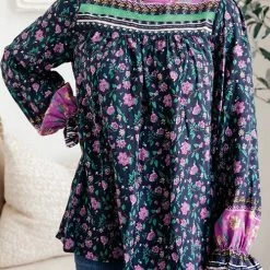 Levency Floral Ruffles Balloon Sleeves Blouse New In