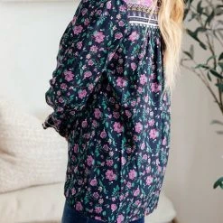 Levency Floral Ruffles Balloon Sleeves Blouse New In