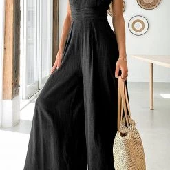 Levency One Shoulder Straps Wide Leg Jumpsuits New In