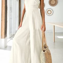 Levency One Shoulder Straps Wide Leg Jumpsuits New In