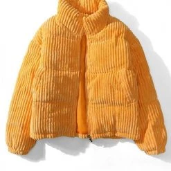 Levency Corduroy Stand Collar Puffer Coat